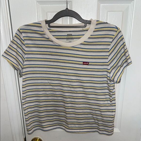 Levi's Blue and Yellow Striped Tee - Picture 1 of 5